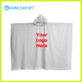 Poncho impresso da chuva do PVC logotipo branco adulto feito sob encomenda